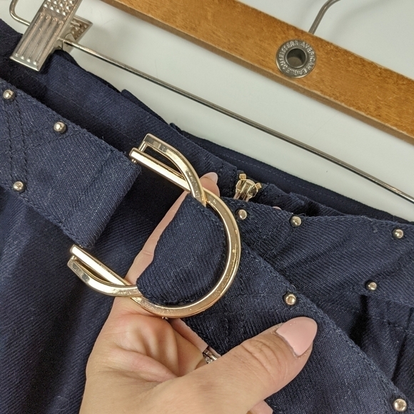 Maje jinta dark navy zip front buckle skirt black with gold - Picture 12 of 15